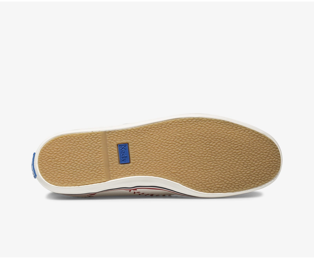 Tenis Keds Mujer Blancos - Champion Pennant Cuero - 7356-PREMV